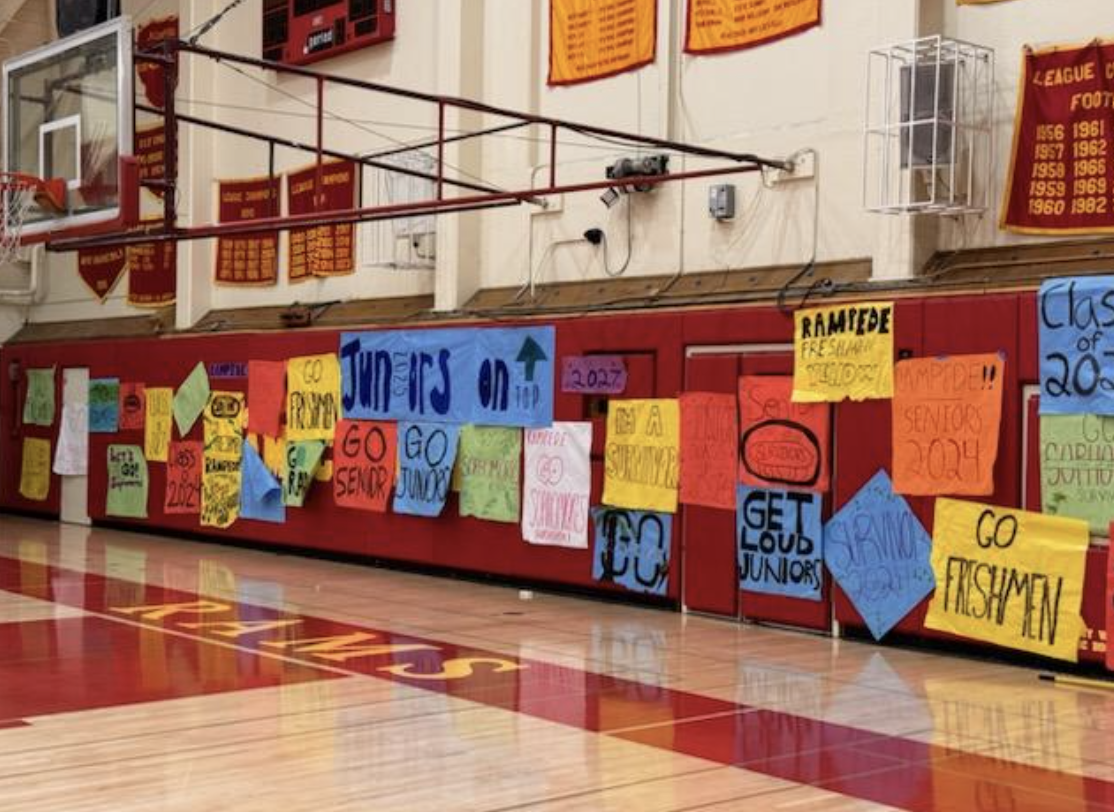 Our gym walls decked out in Ram Pride!
